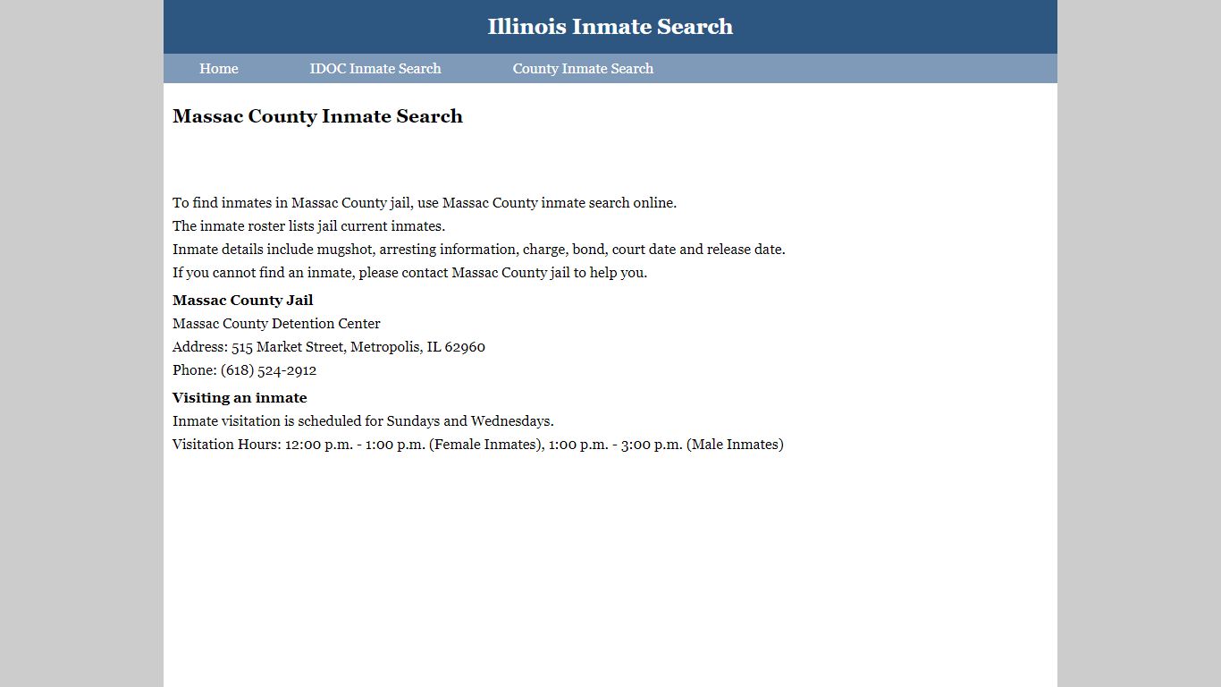 Massac County Inmate Search